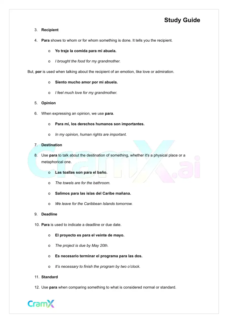 Spanish I - Prepositions, page 8
