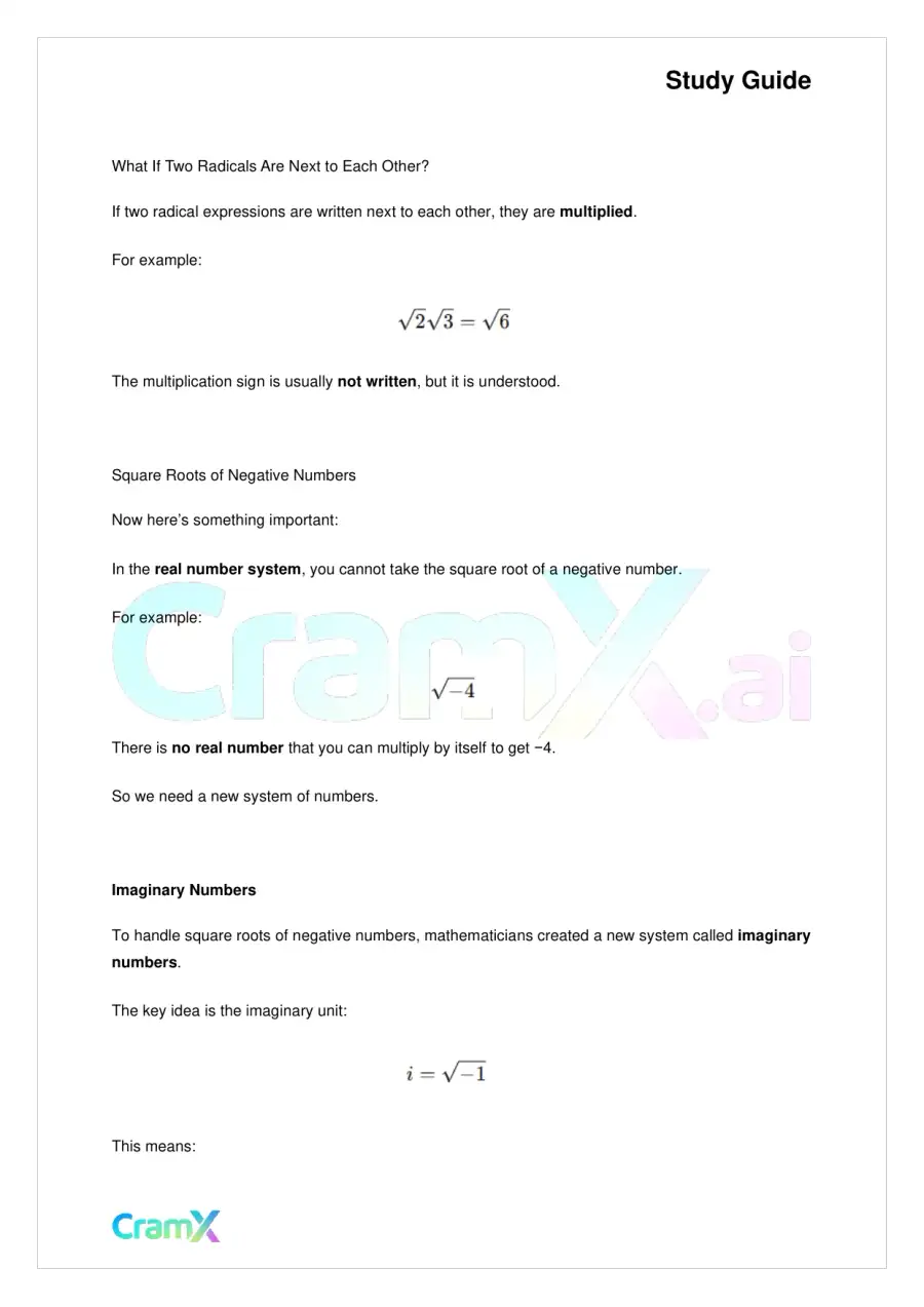 Algebra I – Roots and Radicals, page 2