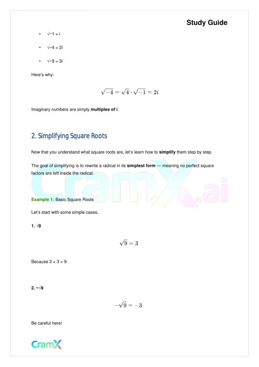 Algebra I – Roots and Radicals, page 3