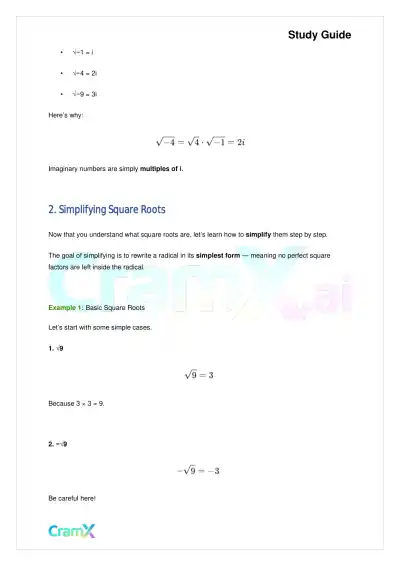 Algebra I – Roots and Radicals - Page 3 preview image