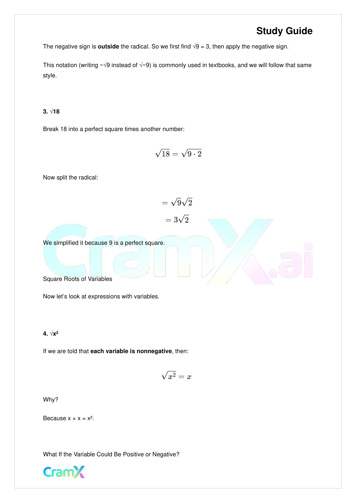 Algebra I – Roots and Radicals - Page 4 preview image