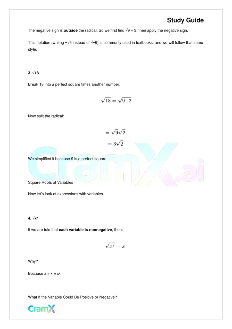 Algebra I – Roots and Radicals, page 4