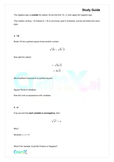 Algebra I – Roots and Radicals - Page 4 preview image
