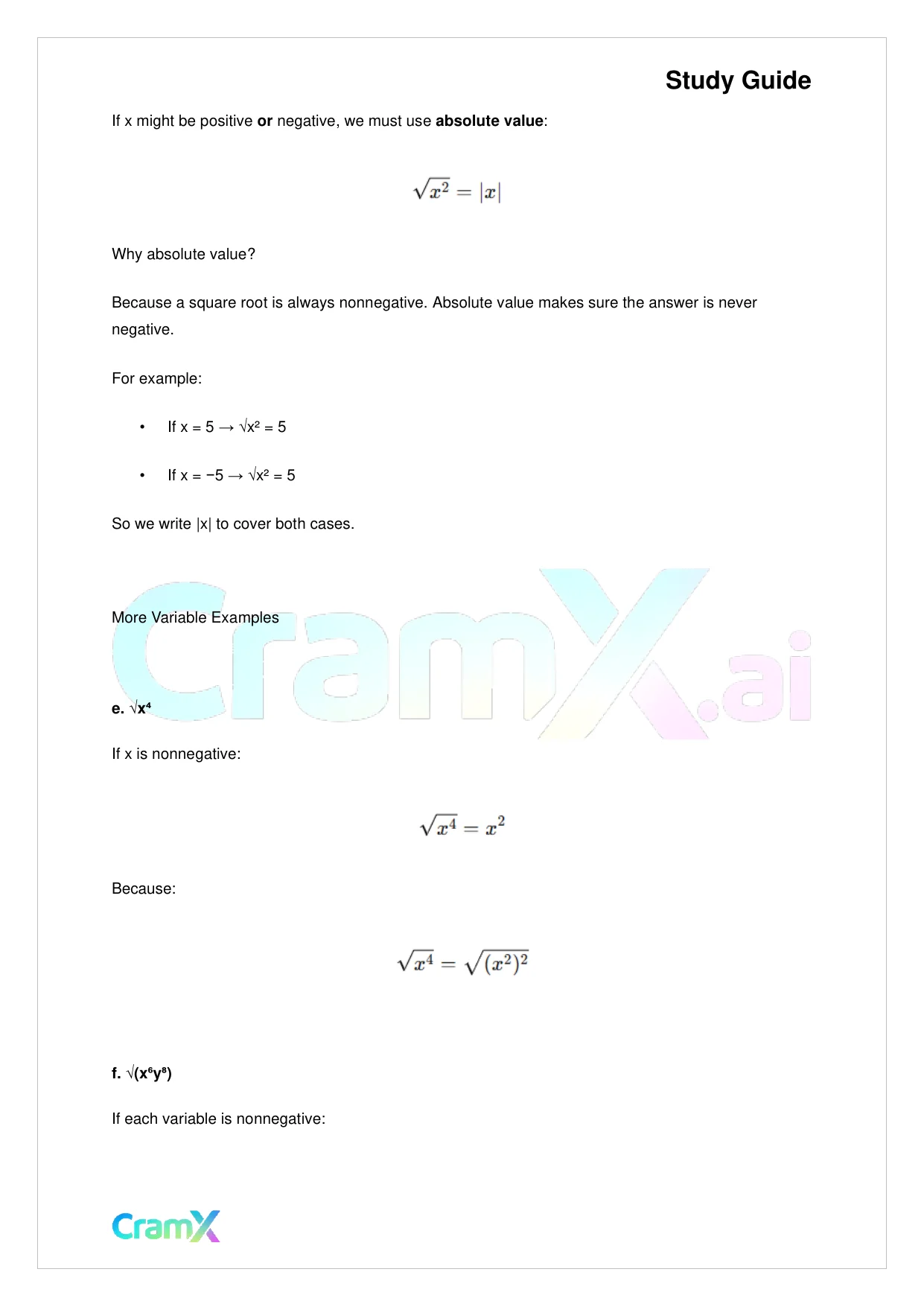 Algebra I – Roots and Radicals - Page 5 preview image