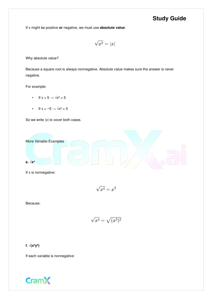 Algebra I – Roots and Radicals, page 5