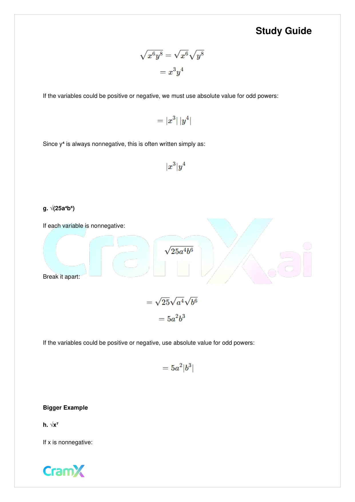 Algebra I – Roots and Radicals - Page 6 preview image