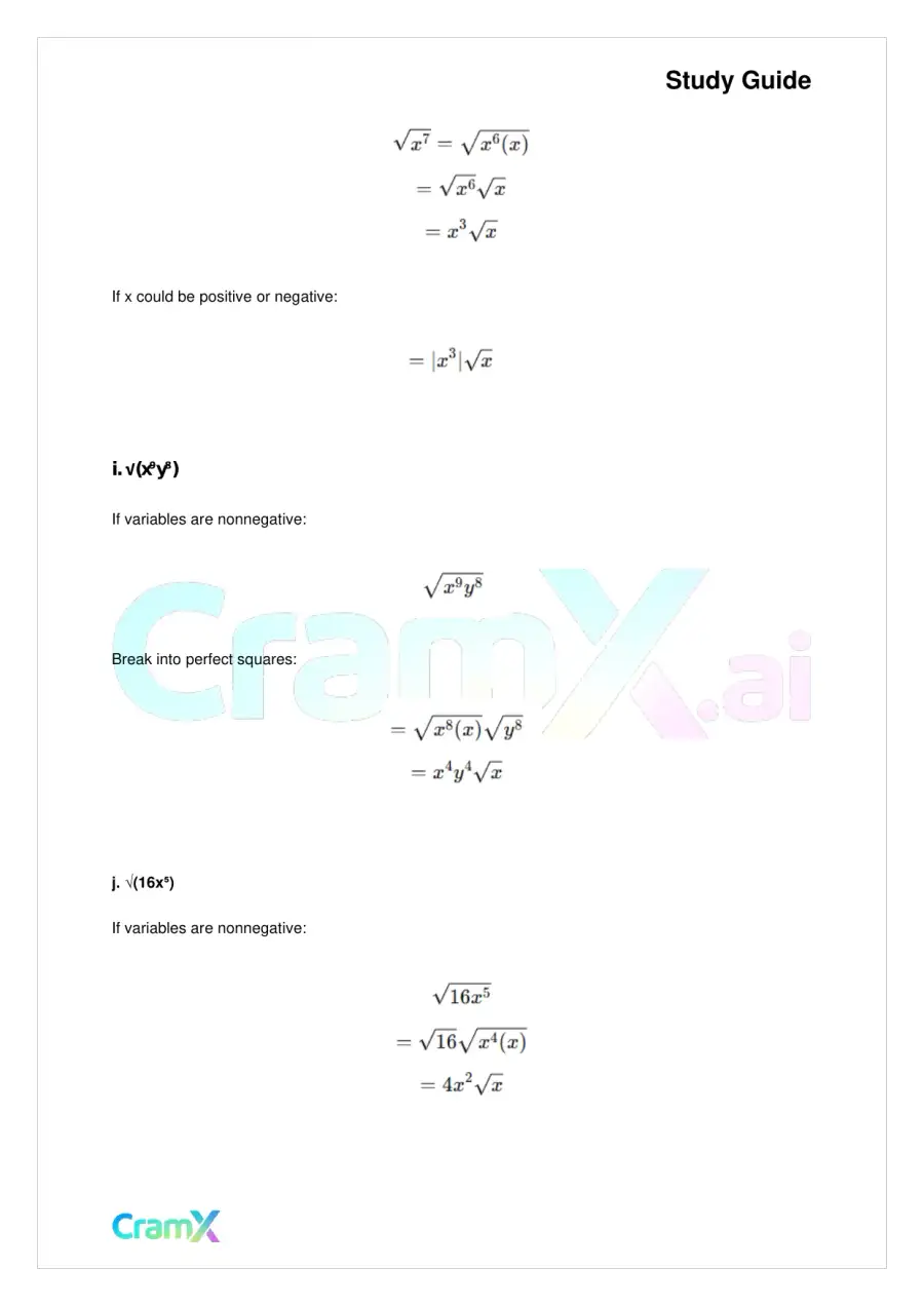 Algebra I – Roots and Radicals, page 7