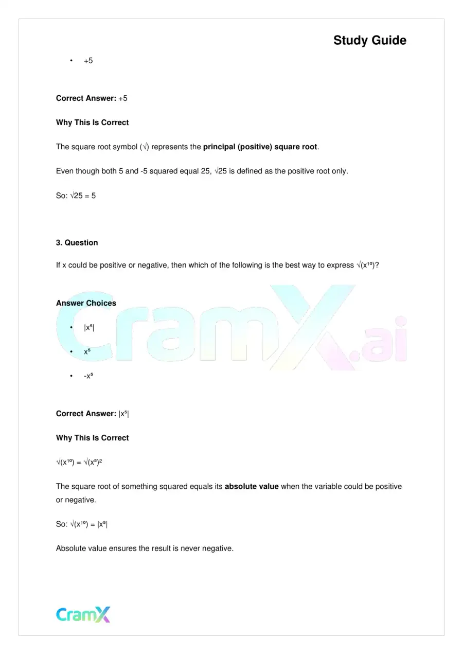 Algebra I – Roots and Radicals, page 9