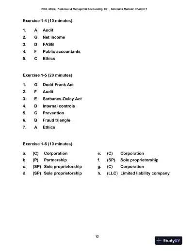 Solution Manual for Financial and Managerial Accounting, 8th Edition - Page 13 preview image