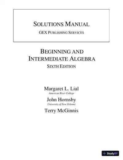 Solution Manual for Beginning and Intermediate Algebra and College Algebra: A Corequisite Solution - Page 1 preview image