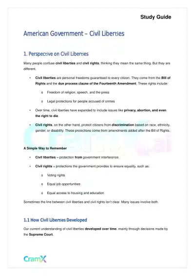 American Government - Civil Liberties - Page 1 preview image