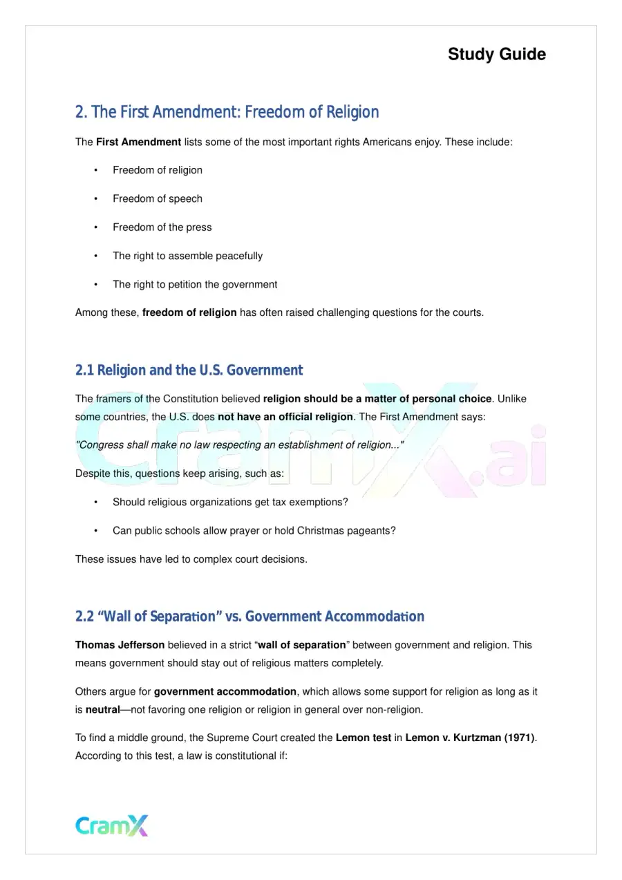 American Government - Civil Liberties, page 3