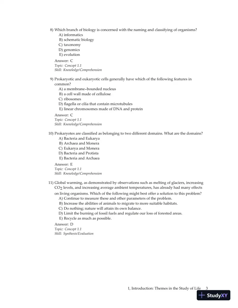 Test Bank For Campbell Biology Plus Masteringbiology, 9th Edition, page 10