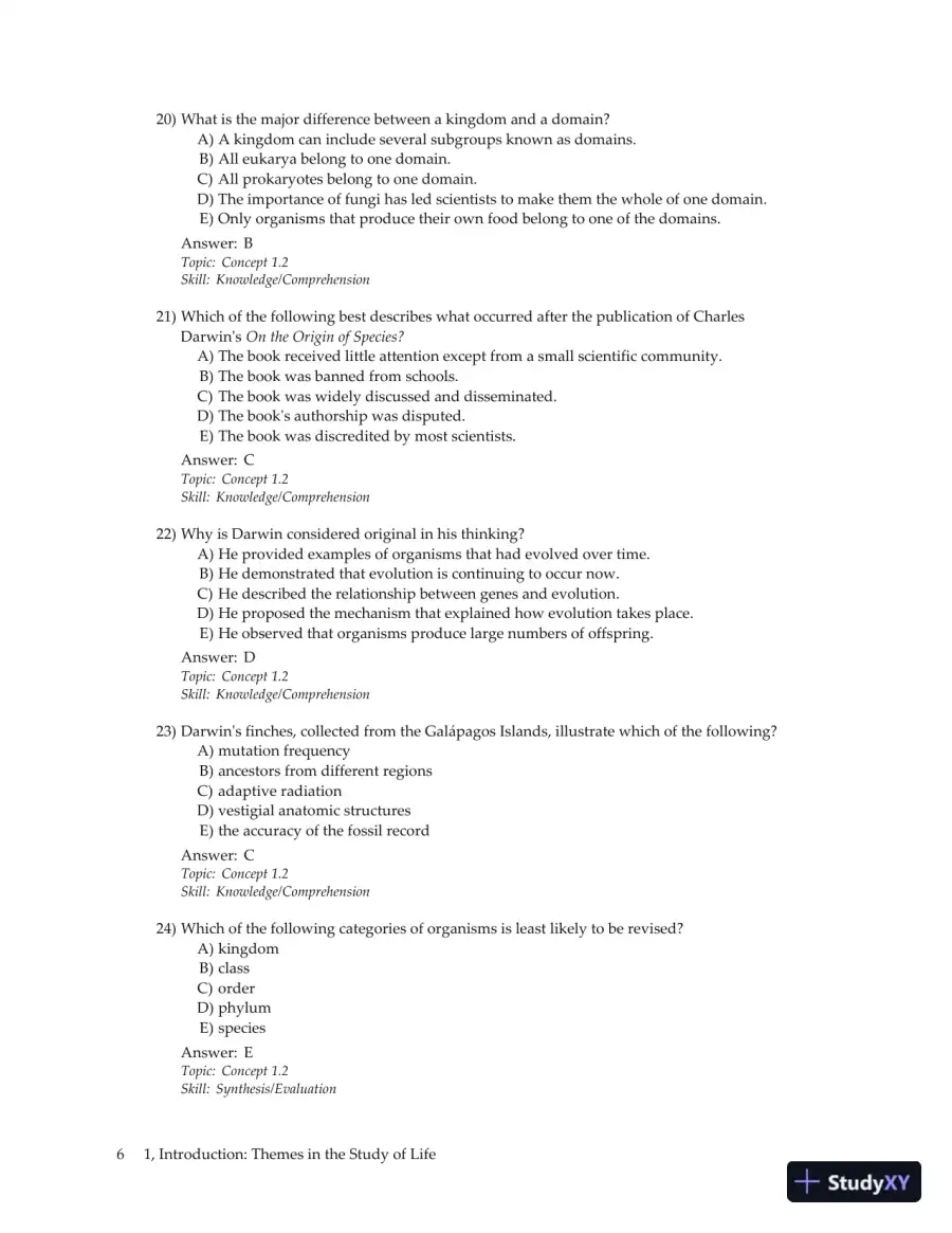 Test Bank For Campbell Biology Plus Masteringbiology, 9th Edition, page 13
