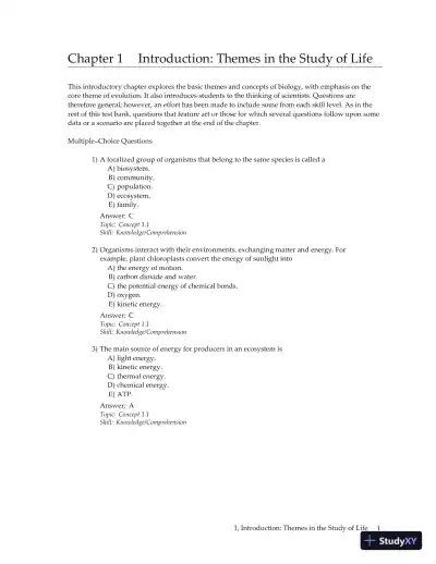 Test Bank For Campbell Biology Plus Masteringbiology, 9th Edition - Page 8 preview image