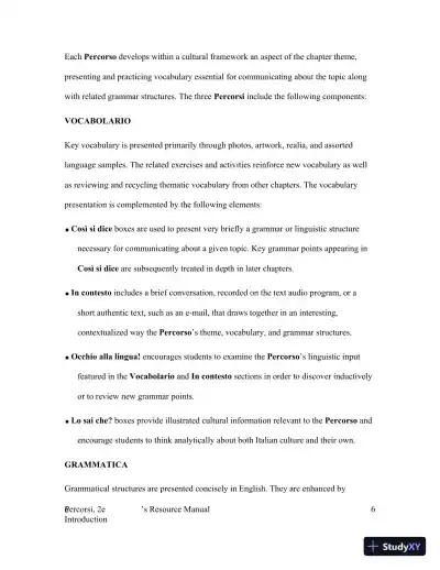 Percorsi: L'italia Attraverso La Lingua E La Cultura, 2nd Edition Solution Manual - Page 7 preview image