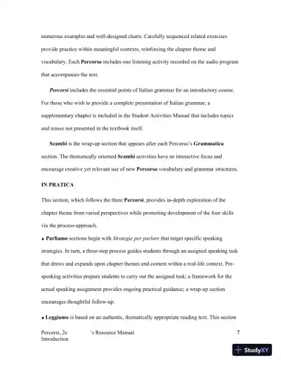 Percorsi: L'italia Attraverso La Lingua E La Cultura, 2nd Edition Solution Manual - Page 8 preview image
