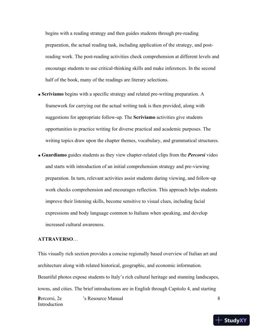 Percorsi: L'italia Attraverso La Lingua E La Cultura, 2nd Edition Solution Manual, page 9