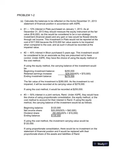 Advanced Accounting, Updated Canadian Edition Solution Manual - Page 12 preview image