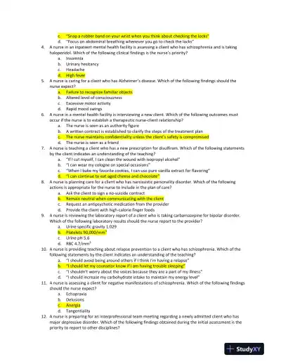 ATI RN Mental Health Proctored Exam NGN Version 13 With Answers (70 Solved Questions) - Page 3 preview image
