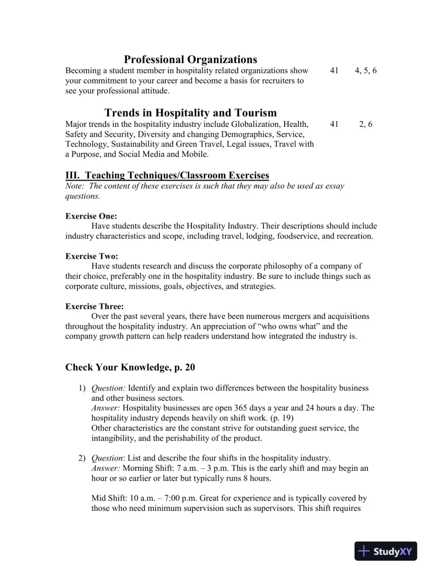 Solution Manual for Introduction to Hospitality, 7th Edition, page 12
