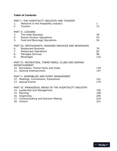 Solution Manual for Introduction to Hospitality, 7th Edition - Page 3 preview image