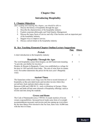 Solution Manual for Introduction to Hospitality, 7th Edition - Page 4 preview image