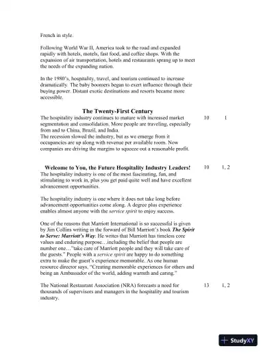 Solution Manual for Introduction to Hospitality, 7th Edition - Page 6 preview image