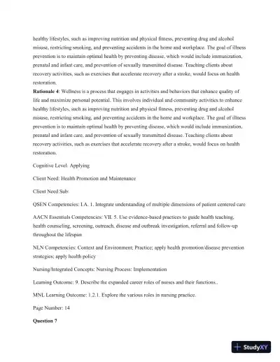 Test Bank For Kozier and Erb's Fundamentals Of Nursing, 10th Edition - Page 10 preview image