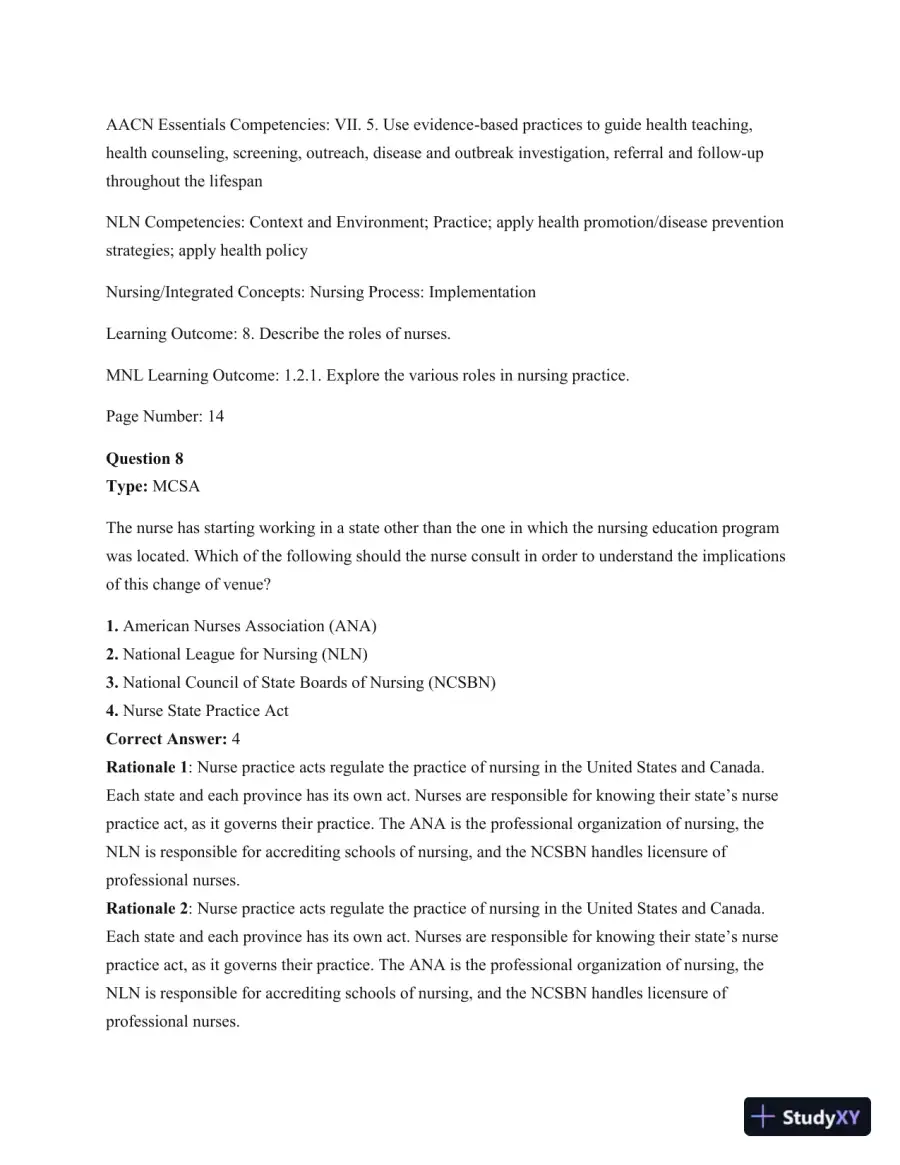 Test Bank For Kozier and Erb's Fundamentals Of Nursing, 10th Edition, page 12