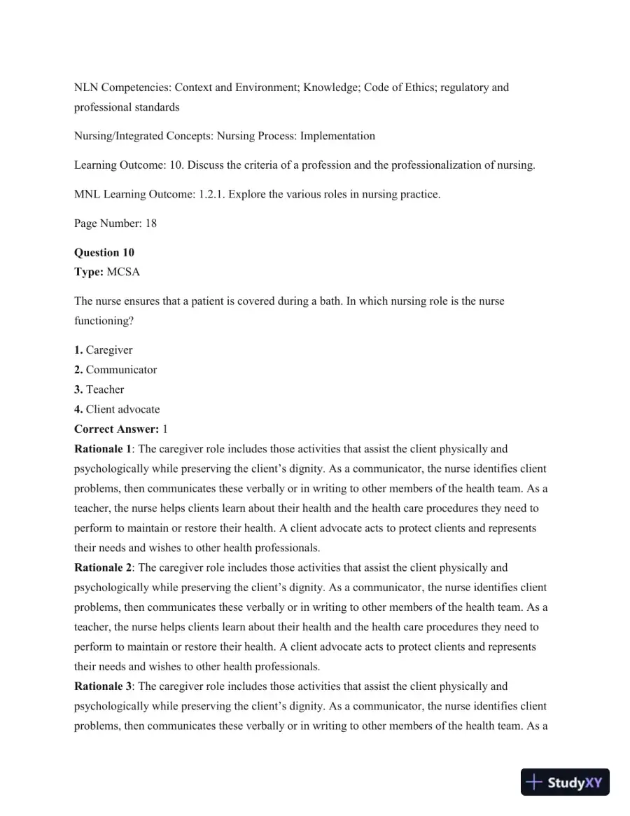 Test Bank For Kozier and Erb's Fundamentals Of Nursing, 10th Edition, page 15