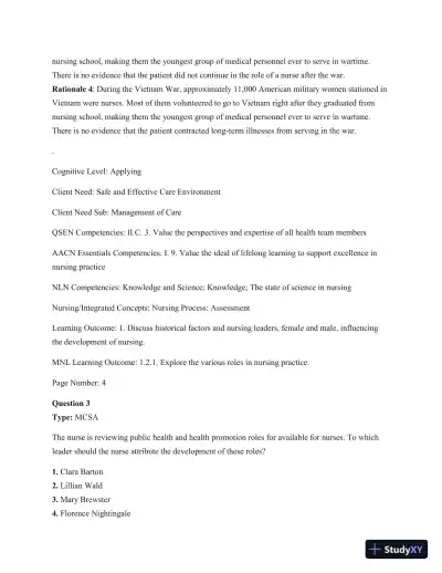 Test Bank For Kozier and Erb's Fundamentals Of Nursing, 10th Edition - Page 4 preview image