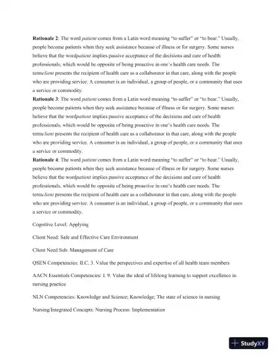 Test Bank For Kozier and Erb's Fundamentals Of Nursing, 10th Edition - Page 8 preview image