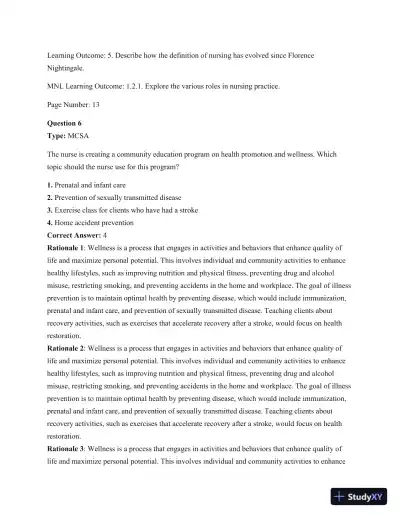 Test Bank For Kozier and Erb's Fundamentals Of Nursing, 10th Edition - Page 9 preview image