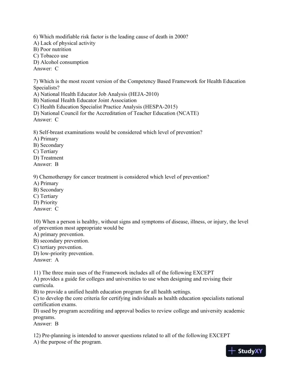Planning, Implementing, and Evaluating Health Promotion Programs: A Primer 7th Edition Test Bank, page 3