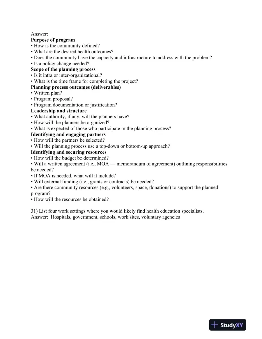Planning, Implementing, and Evaluating Health Promotion Programs: A Primer 7th Edition Test Bank, page 6