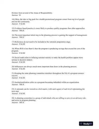 Planning, Implementing, and Evaluating Health Promotion Programs: A Primer 7th Edition Test Bank - Page 9 preview image