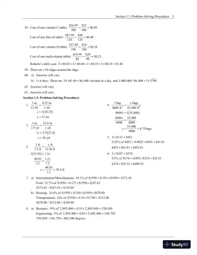 Solution Manual for A Survey of Mathematics with Applications, 11th Edition - Page 11 preview image