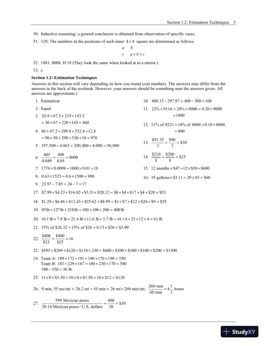 Solution Manual for A Survey of Mathematics with Applications, 11th Edition, page 9