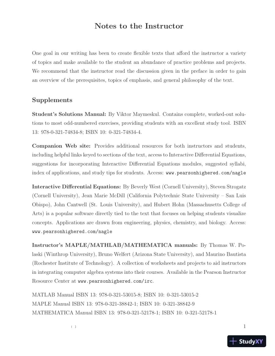 Solution Manual For Fundamentals Of Differential Equations, 8th Edition, page 6