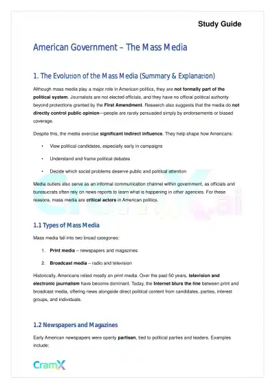American Government - The Mass Media - Page 1 preview image