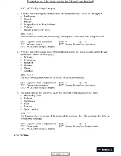 Foundations and Adult Health Nursing 8th Edition Test Bank - Page 11 preview image