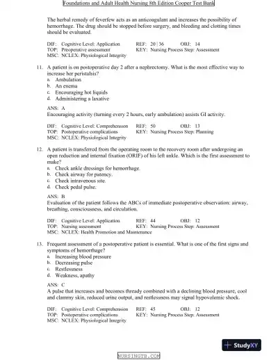 Foundations and Adult Health Nursing 8th Edition Test Bank - Page 16 preview image