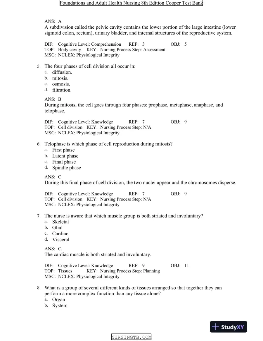 Foundations and Adult Health Nursing 8th Edition Test Bank, page 3