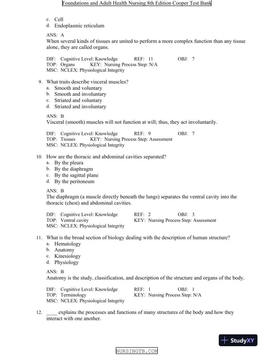 Foundations and Adult Health Nursing 8th Edition Test Bank, page 4