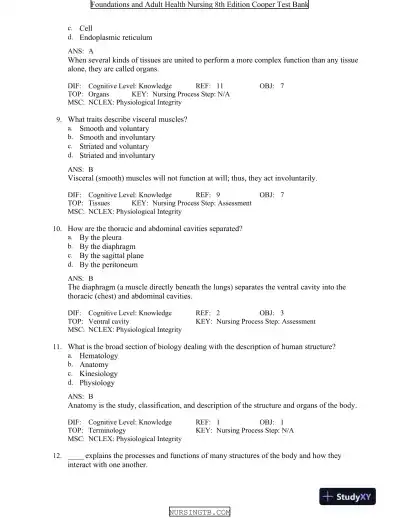 Foundations and Adult Health Nursing 8th Edition Test Bank - Page 4 preview image
