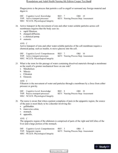 Foundations and Adult Health Nursing 8th Edition Test Bank - Page 8 preview image
