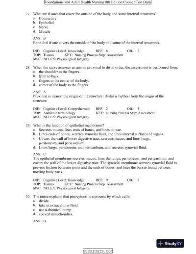 Foundations and Adult Health Nursing 8th Edition Test Bank - Page 9 preview image