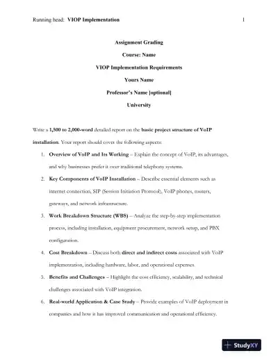 VIOP Implementation Requirements - Page 1 preview image