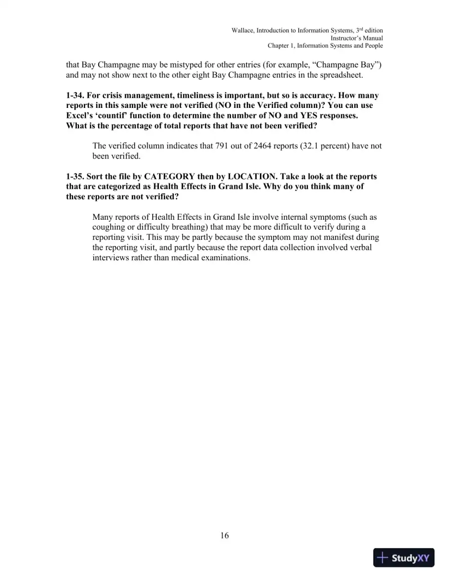 Solution Manual for Introduction to Information Systems: People, Technology and Processes, 3rd Edition, page 17
